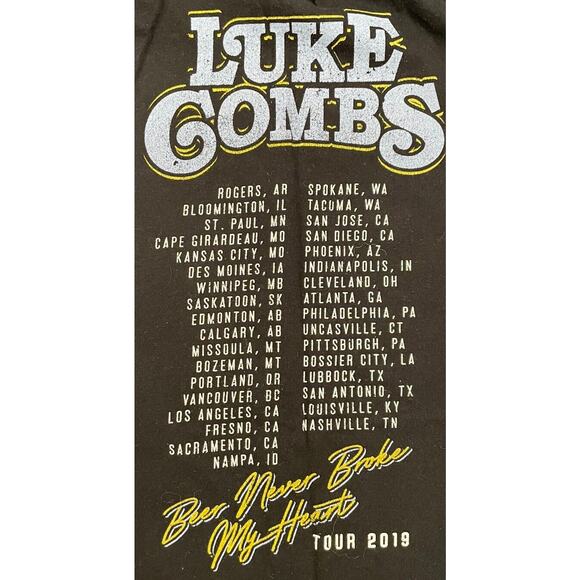 Luke Combs 2019 Beer Never Broke My Heart Tour Concert TShirt Large Double Sided - Picture 5 of 5
